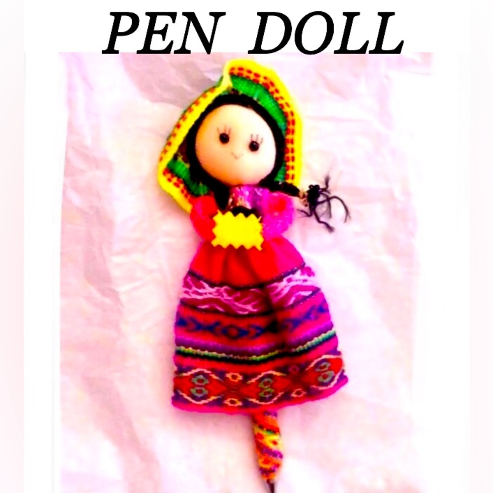 DOLL PEN handmade Woven Wool made in south america souvenir 5” NWOT never used